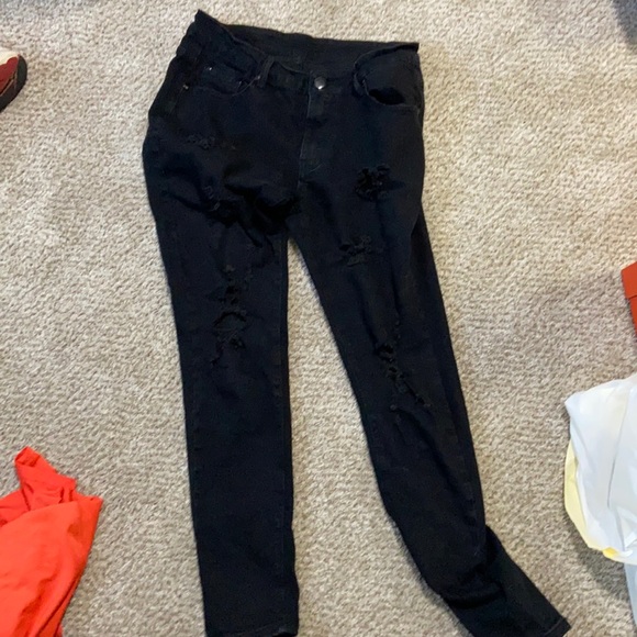 Black Ripped Jeans Size 30 lightly used - Picture 1 of 4